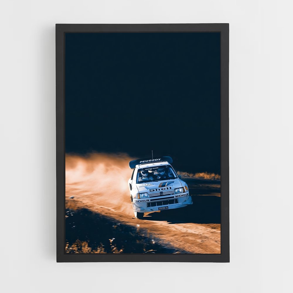 Poster splendide course de rallye – affiche Peugeot (vue 2)